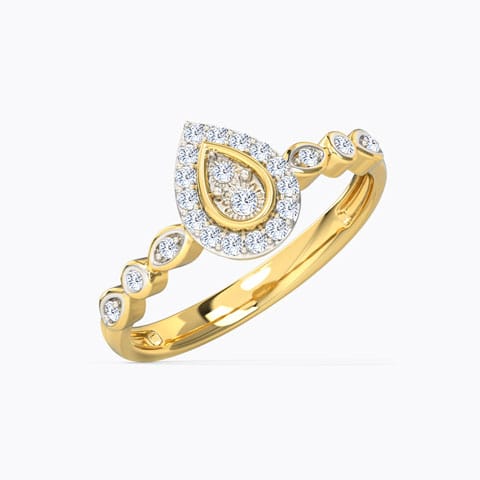 Pear Sparkle Diamond Ring Diamond Rings 14 Karat Yellow Gold Pear Sparkle Diamond Ring