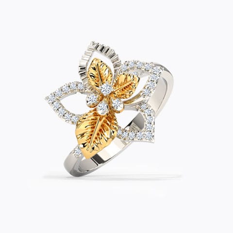 Charming Bloom Diamond Ring Diamond Rings 18 Karat Two Tone Gold Charming Bloom Diamond Ring