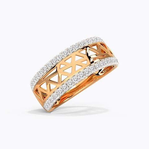 Trigon Cutout Diamond Band Diamond Rings 14 Karat Rose Gold Trigon Cutout Diamond Band