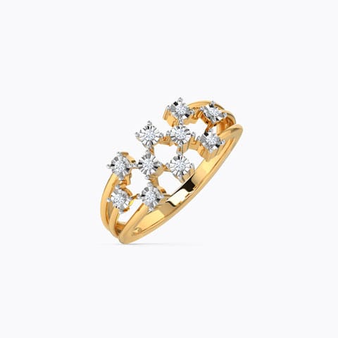 Scattered Miracle Plate Band Diamond Rings 14 Karat Yellow Gold Scattered Miracle Plate Band