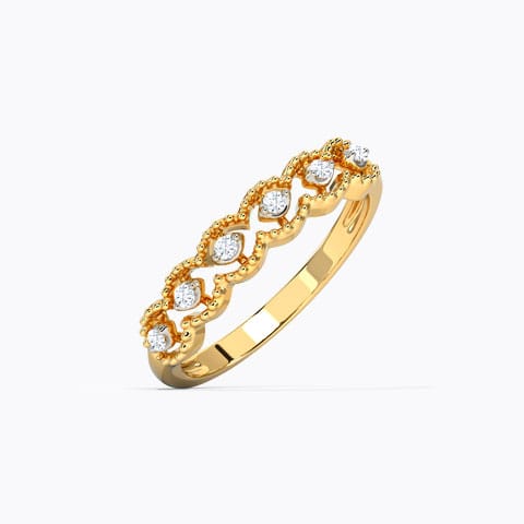 Delicate Scallop Diamond Band Diamond Rings 14 Karat Yellow Gold Delicate Scallop Diamond Band