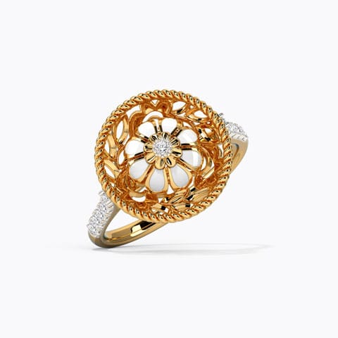 Unstoppable Flowery Diamond Ring Diamond Rings 14 Karat Yellow Gold Unstoppable Flowery Diamond Ring