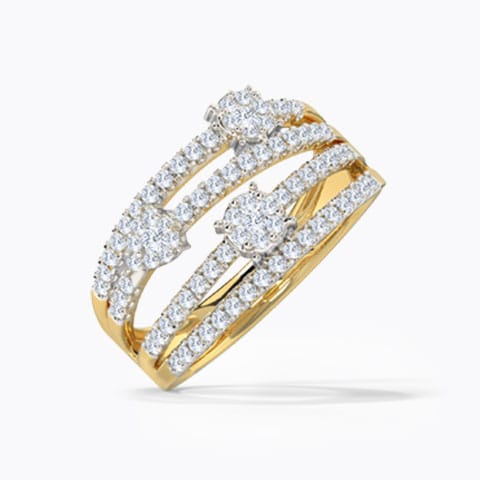 Grandiose Cluster Diamond Band Diamond Rings 14 Karat Two Tone Gold Grandiose Cluster Diamond Band