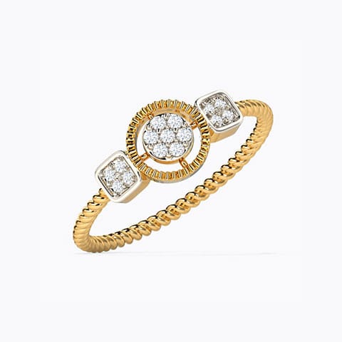 Orb Quad Diamond Ring Diamond Rings 14 Karat Yellow Gold Orb Quad Diamond Ring