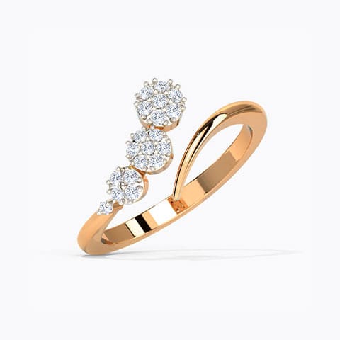 Trine Cluster Diamond Ring Diamond Rings 14 Karat Rose Gold Trine Cluster Diamond Ring