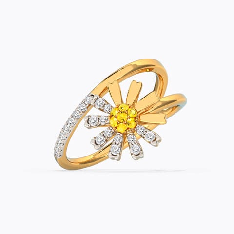 Dazzling Daisy Diamond Ring Diamond,Gemstone Rings 14 Karat Yellow Gold Dazzling Daisy Diamond Ring