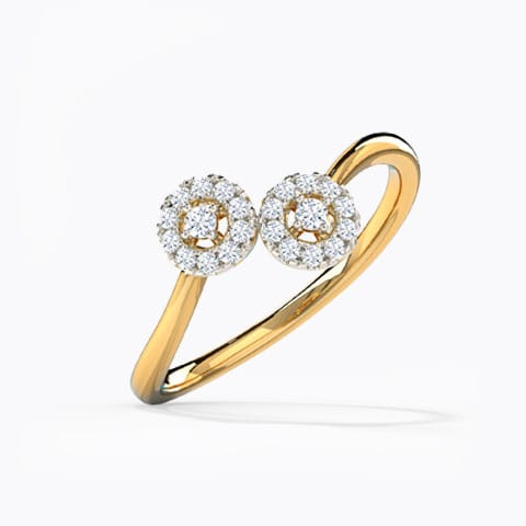 Twain Halo Diamond Ring Diamond Rings 14 Karat Yellow Gold Twain Halo Diamond Ring