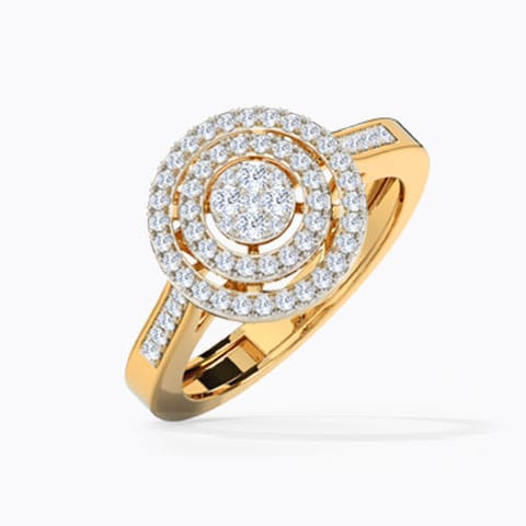 Duo Halo Adjustable Diamond Ring Diamond Rings 14 Karat Yellow Gold Duo Halo Adjustable Diamond Ring