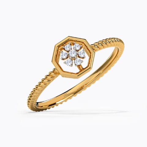 Florid Cluster Diamond Ring Diamond Rings 14 Karat Yellow Gold Florid Cluster Diamond Ring