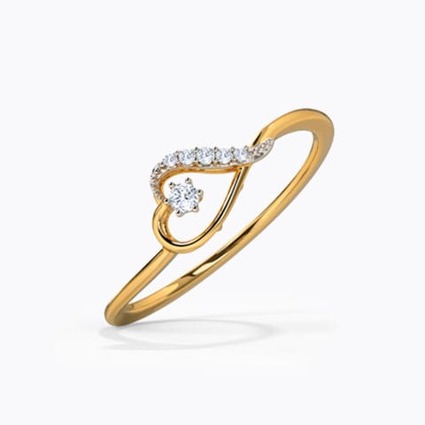 Twinkling Heart Diamond Ring Diamond Rings 14 Karat Yellow Gold Twinkling Heart Diamond Ring