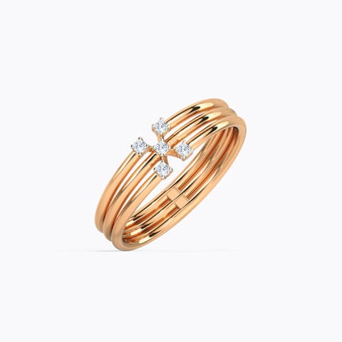 Triune Sparkle Diamond Ring Diamond Rings 14 Karat Rose Gold Triune Sparkle Diamond Ring