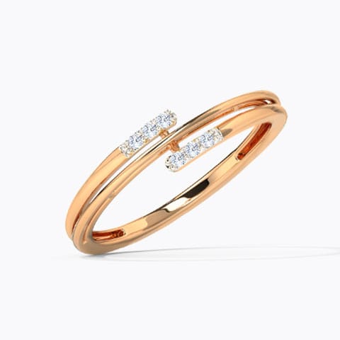 Classic Treble Diamond Ring Diamond Rings 14 Karat Rose Gold Classic Treble Diamond Ring
