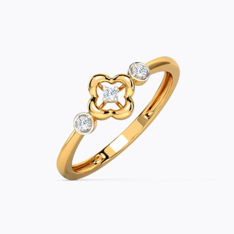 Triad Clover Diamond Ring Diamond Rings 14 Karat Yellow Gold Triad Clover Diamond Ring