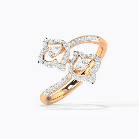 Bluebell Flower Diamond Ring Diamond Rings 14 Karat Rose Gold Bluebell Flower Diamond Ring