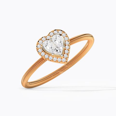Beating Heart Diamond Ring Diamond Rings 14 Karat Rose Gold Beating Heart Diamond Ring