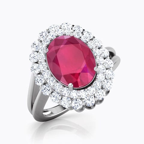 Rosy Halo Diamond Ring Diamond,Gemstone Rings 18 Karat White Gold Rosy Halo Diamond Ring