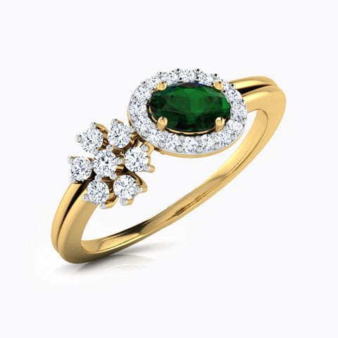 Greenish Starlight Diamond Ring Diamond,Gemstone Rings 18 Karat Yellow Gold Greenish Starlight Diamond Ring