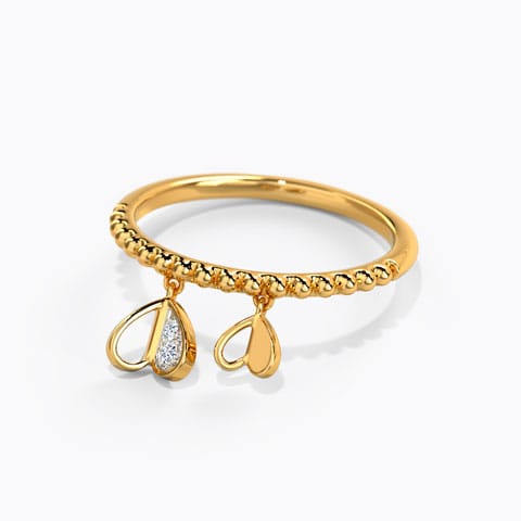 Joyous Hearts Diamond Ring Diamond Rings 14 Karat Yellow Gold Joyous Hearts Diamond Ring