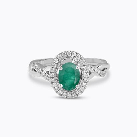 Matilda Halo Gemstone Ring Diamond,Gemstone Rings 18 Karat White Gold Matilda Halo Gemstone Ring