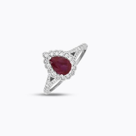 Rosalia Halo Gemstone Ring Diamond,Gemstone Rings 18 Karat White Gold Rosalia Halo Gemstone Ring