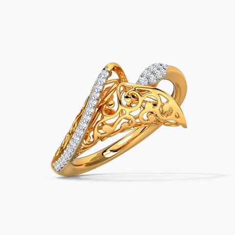 Rosine Ornate Diamond Ring Diamond Rings 14 Karat Yellow Gold Rosine Ornate Diamond Ring