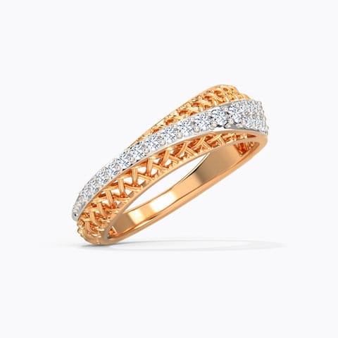 Stylish Weave Diamond Ring Diamond Rings 14 Karat Rose Gold Stylish Weave Diamond Ring