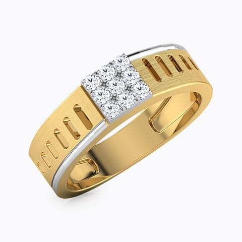 Roger Diamond Ring For Men Diamond Rings 18 Karat Two Tone Gold Roger Diamond Ring For Men