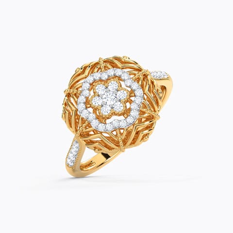 Grandeur Mesh Diamond Ring Diamond Rings 14 Karat Yellow Gold Grandeur Mesh Diamond Ring