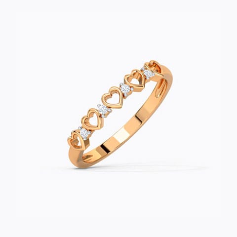 Glowing Heart Diamond Band Diamond Rings 14 Karat Rose Gold Glowing Heart Diamond Band