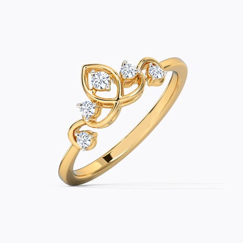 Delicate Tiara Diamond Ring Diamond Rings 14 Karat Yellow Gold Delicate Tiara Diamond Ring