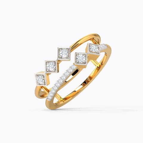 Luna Quad Diamond Ring Diamond Rings 14 Karat Yellow Gold Luna Quad Diamond Ring