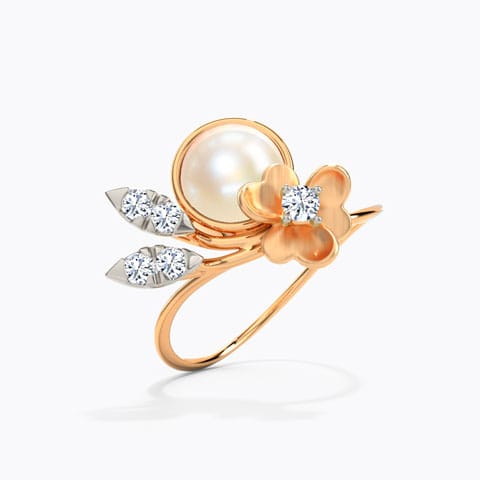 Periwinkle Pearl Diamond Ring Diamond,Gemstone Rings 14 Karat Rose Gold Periwinkle Pearl Diamond Ring