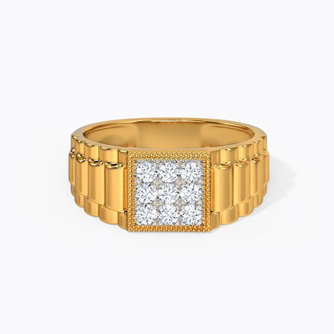 Aarav Diamond Ring for Men Diamond Rings 14 Karat Yellow Gold Aarav Diamond Ring for Men