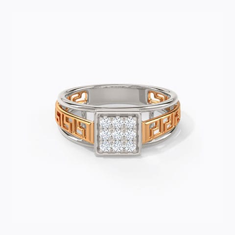 Ethan Diamond Ring for Men Diamond Rings 14 Karat Two Tone Gold Ethan Diamond Ring for Men