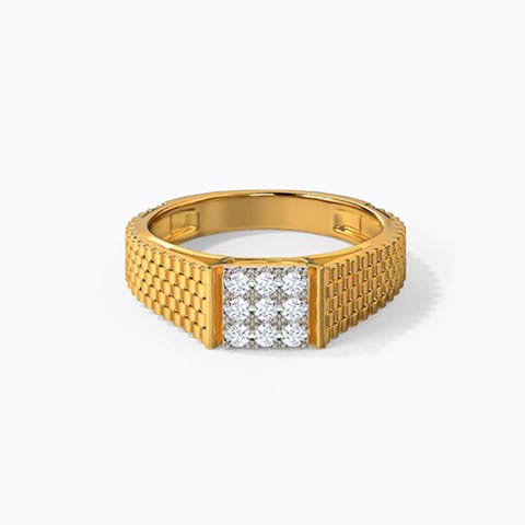 Asher Diamond Ring for Men Diamond Rings 14 Karat Yellow Gold Asher Diamond Ring for Men