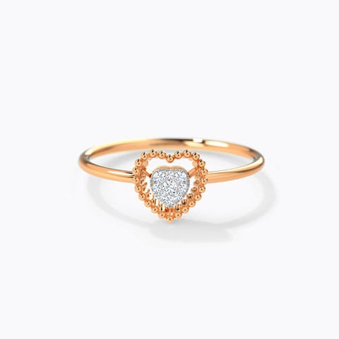 Adorable Heart Diamond Ring Diamond Rings 14 Karat Rose Gold Adorable Heart Diamond Ring