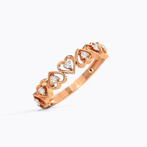 Ava Diamond Heart Band Diamond Rings 14 Karat Rose Gold Ava Diamond Heart Band