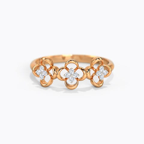 Trio Floral Diamond Band Diamond Rings 14 Karat Rose Gold Trio Floral Diamond Band