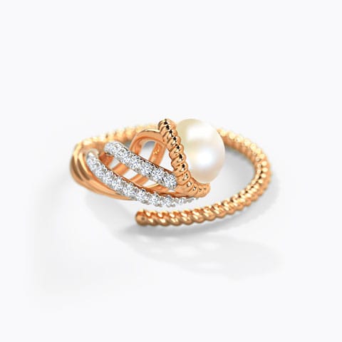 Raizel Pearl Ring Diamond,Gemstone Rings 14 Karat Rose Gold Raizel Pearl Ring