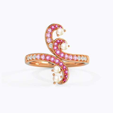 Morgana Swirl Gemstone Ring Diamond,Gemstone Rings 14 Karat Rose Gold Morgana Swirl Gemstone Ring