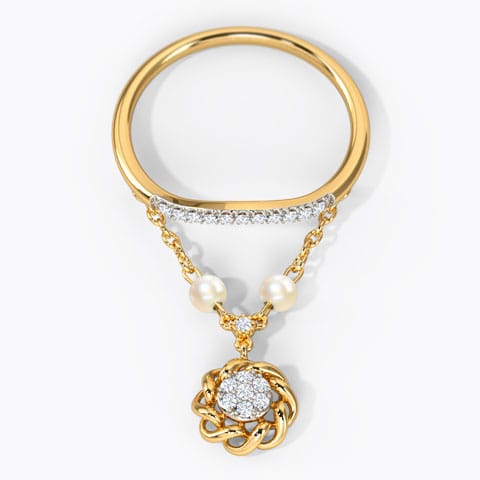 Rivena Dangling Gemstone Ring Diamond,Gemstone Rings 14 Karat Yellow Gold Rivena Dangling Gemstone Ring
