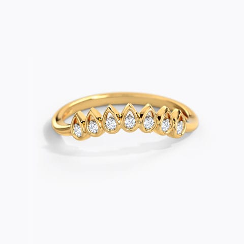Fashionable Linear Diamond Ring Diamond Rings 14 Karat Yellow Gold Fashionable Linear Diamond Ring