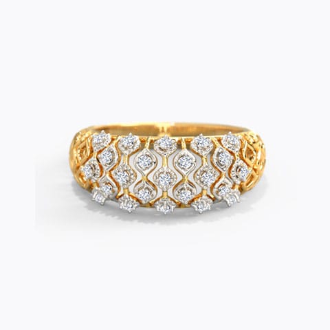 Meara Mesh Diamond Ring Diamond Rings 14 Karat Yellow Gold Meara Mesh Diamond Ring