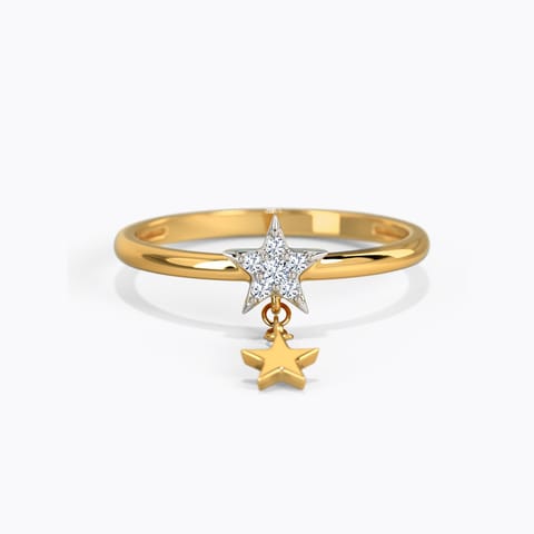 Glory Dancing Star Diamond Ring Diamond Rings 14 Karat Yellow Gold Glory Dancing Star Diamond Ring