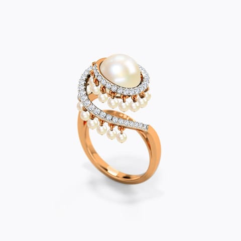 Zarek Glam Pearl Ring Diamond,Gemstone Rings 14 Karat Rose Gold Zarek Glam Pearl Ring
