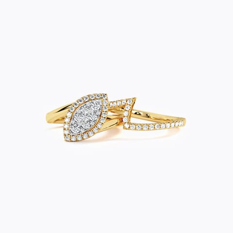 Taima Diamond Bridal Ring Set Diamond Rings 14 Karat Two Tone Gold Taima Diamond Bridal Ring Set