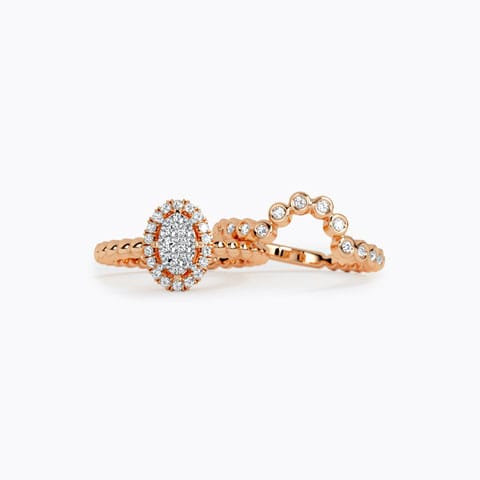 Tajo Diamond Bridal Ring Set Diamond Rings 14 Karat Two Tone Gold Tajo Diamond Bridal Ring Set