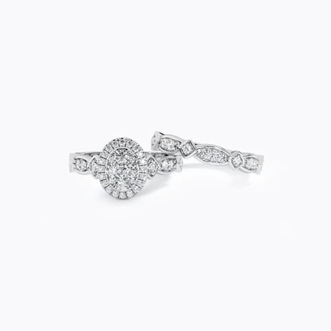 Palila Diamond Bridal Ring Set Diamond Rings 14 Karat White Gold Palila Diamond Bridal Ring Set