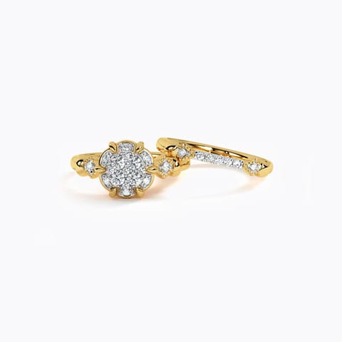 Phiroza Diamond Bridal Ring Set Diamond Rings 14 Karat Two Tone Gold Phiroza Diamond Bridal Ring Set