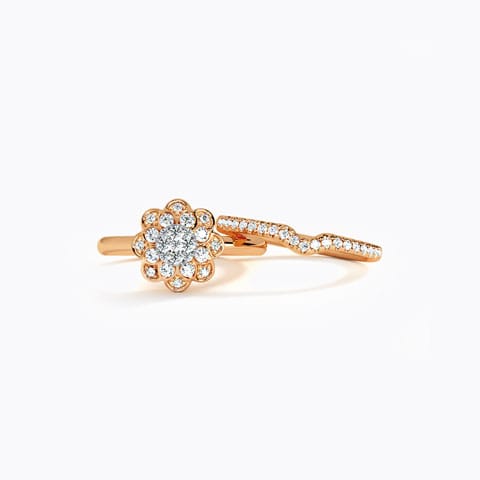 Soosan Diamond Bridal Ring Set Diamond Rings 14 Karat Two Tone Gold Soosan Diamond Bridal Ring Set